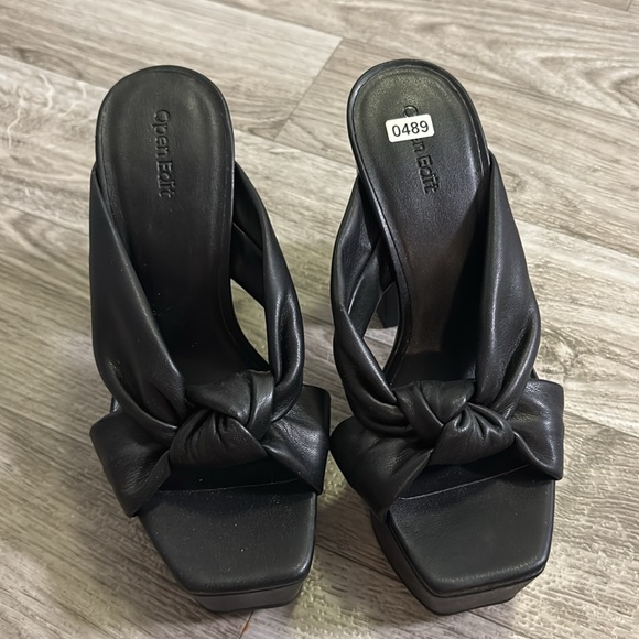 Open Edit Kaia Black Platform Slip On Heel Sz 7.5 - Picture 4 of 8